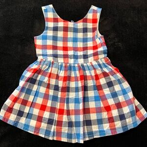 EUC Cat & Jack Plaid Red White Blue Sleeveless Toddler Girls Dress 3T